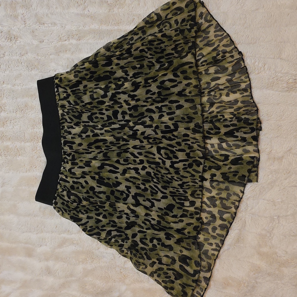 Leopard Print Skirt with Black Waistband